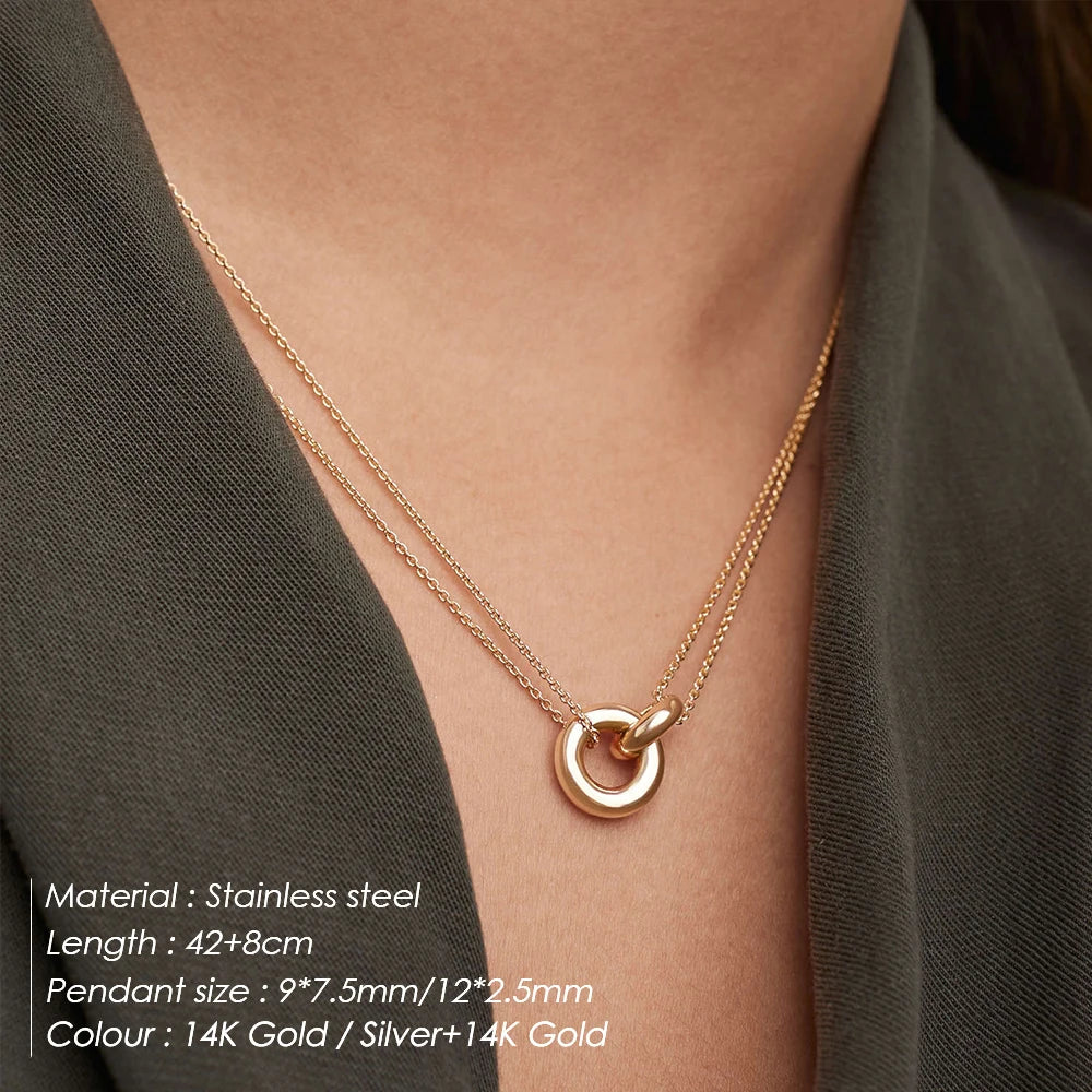 Modessie Stainless Steel Two-tone Pendant Women's Short Necklace Popular Fashion Holiday Party Gift Jewelry