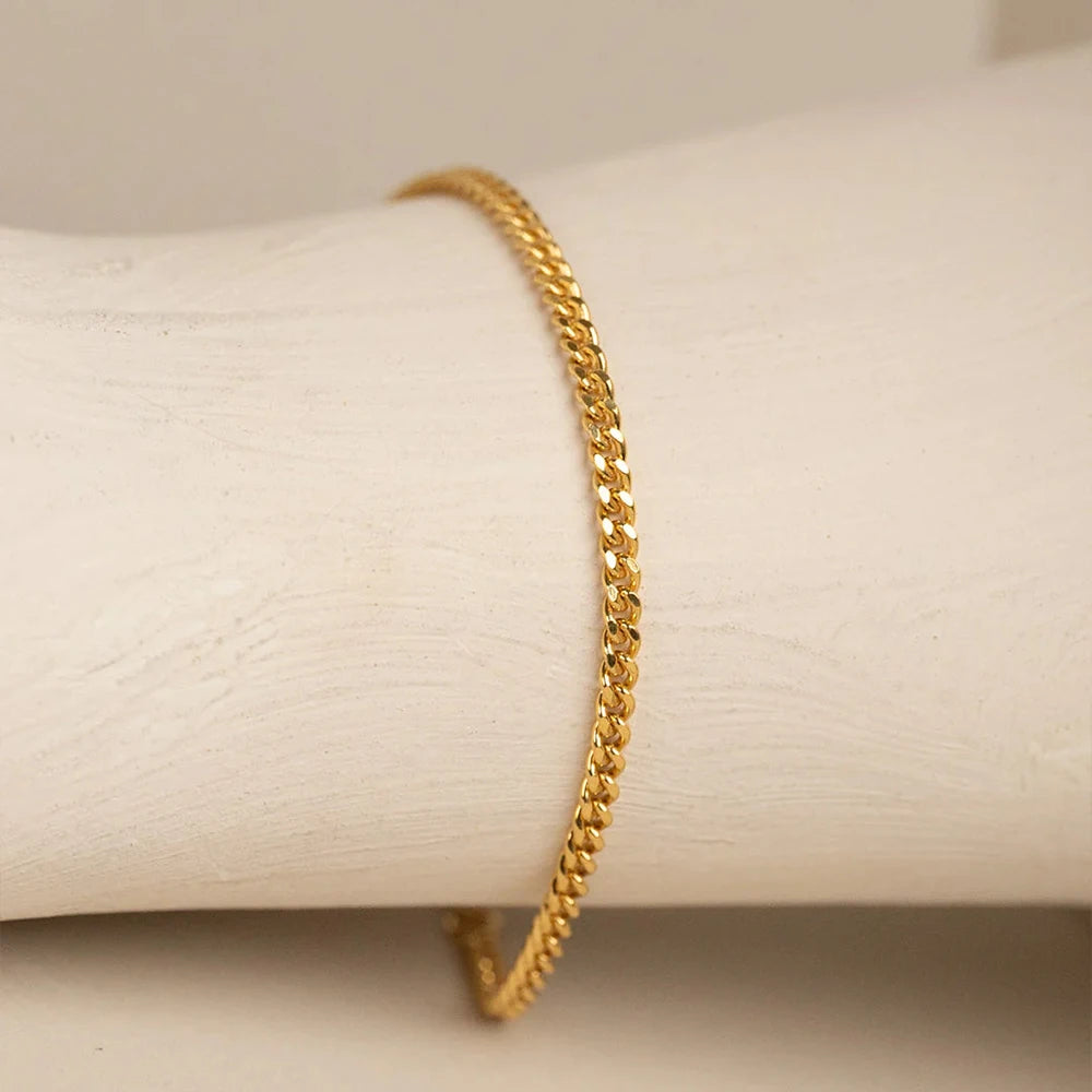 Modessie Classic Cuban Chain Gold-Plated/Silver-Plated Men's Bracelet Stainless Steel Upgraded Lobster Clasp Adjustable