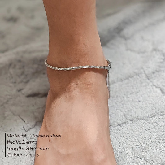 Modessie Silver Color Anklet Bracelet On The Leg Fashion Female Barefoot For Women Leg Chain
