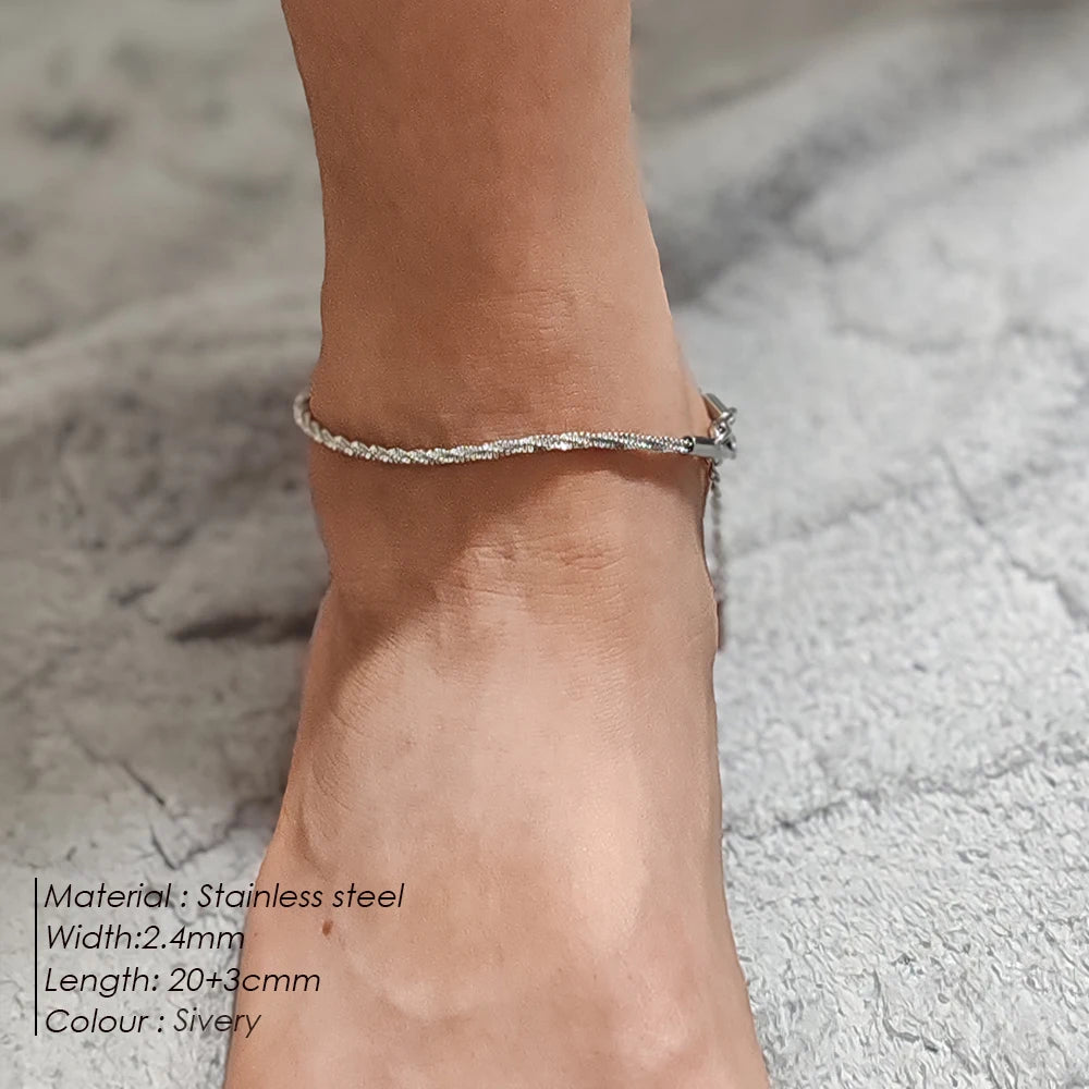 Modessie Silver Color  Anklet Bracelet On The Leg Fashion Female Barefoot For Women Leg Chain