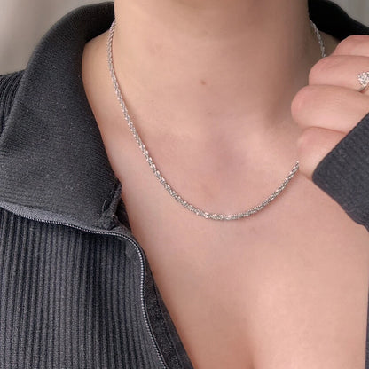 Modessie New Popular Silver Colour 2.4MM Sparkling Clavicle Chain Choker Necklace For Women Fine Jewelry