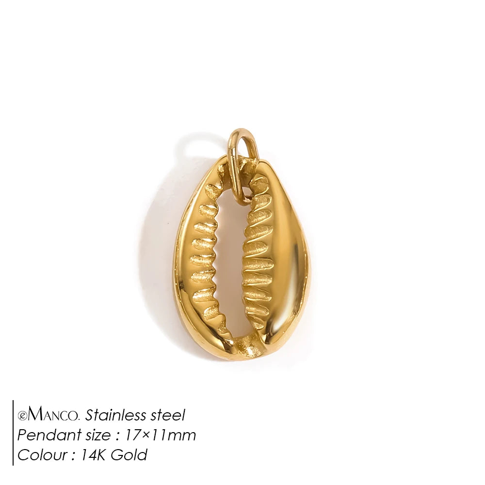 Modessie Fashion Marine Animals Charms Shell Fish Tail Hippocampus Japonicus Stainless Steel Pendants For Jewelry