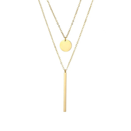 Modessie 2 Pcs Layered Necklace Women Not Darken Pendant Necklace Real 316L Stainless Steel Necklace  Chokers Jewelry