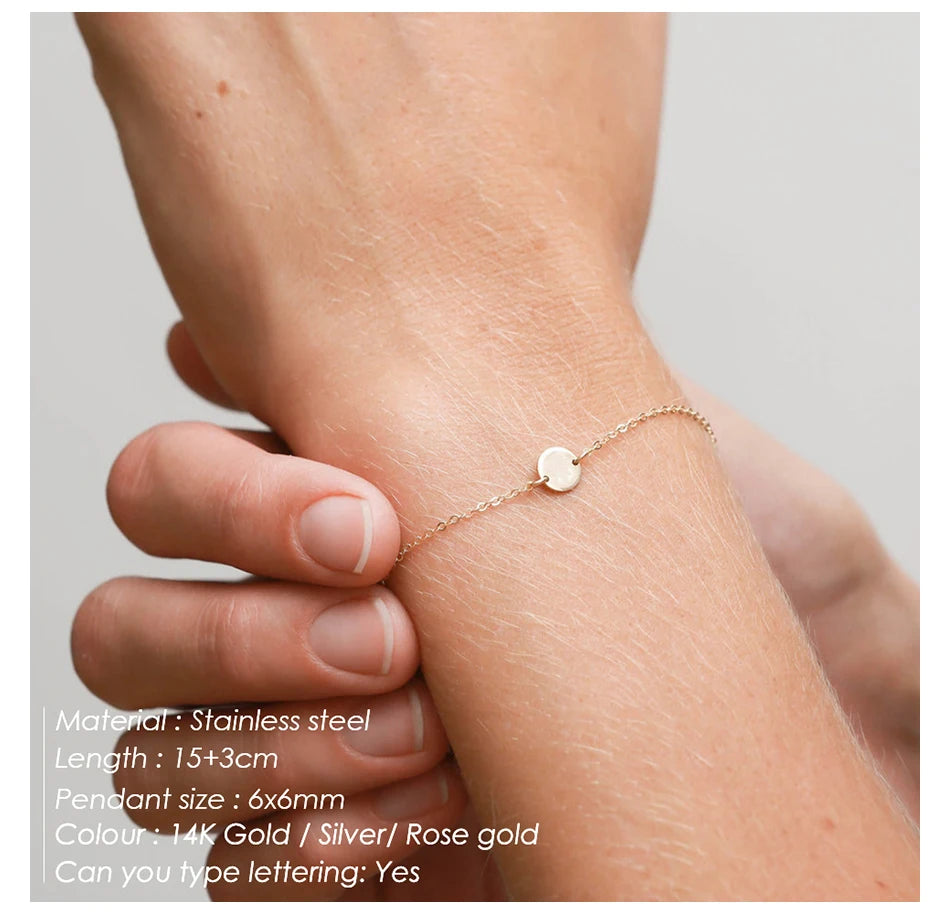 Modessie Stainless Steel Bracelets for Women Adjustable Chain Charm Bracelets Women Minimalist Round Bracelet Jewellery