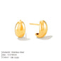 Modessie Steel color Gold color Simple Women Chunky Hoops Earrings Gift Fashion Jewelry Stainless  Round Smooth Thick Hoop