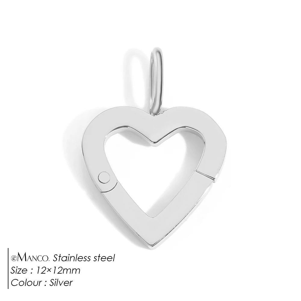 Modessie Stainless Steel Round Zirconia Heart Shape Mirror Polished Clasp for DIY Necklaces Bracelet Making