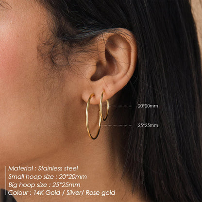 Modessie Simple Stainless Steel Earrings Set Gold-plated Fashion Women's Jewelry