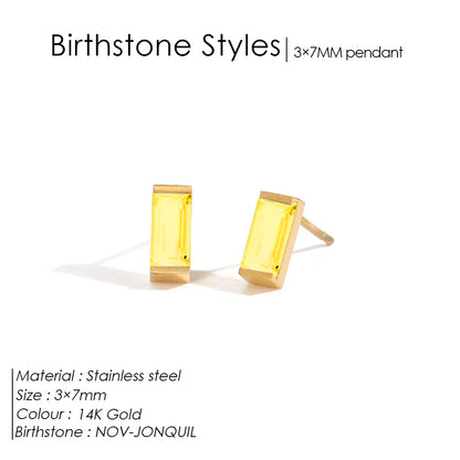 Modessie Stainless Steel Gold-Plated Colorful Birthstone Earrings High-end Rhinestone Jewelry