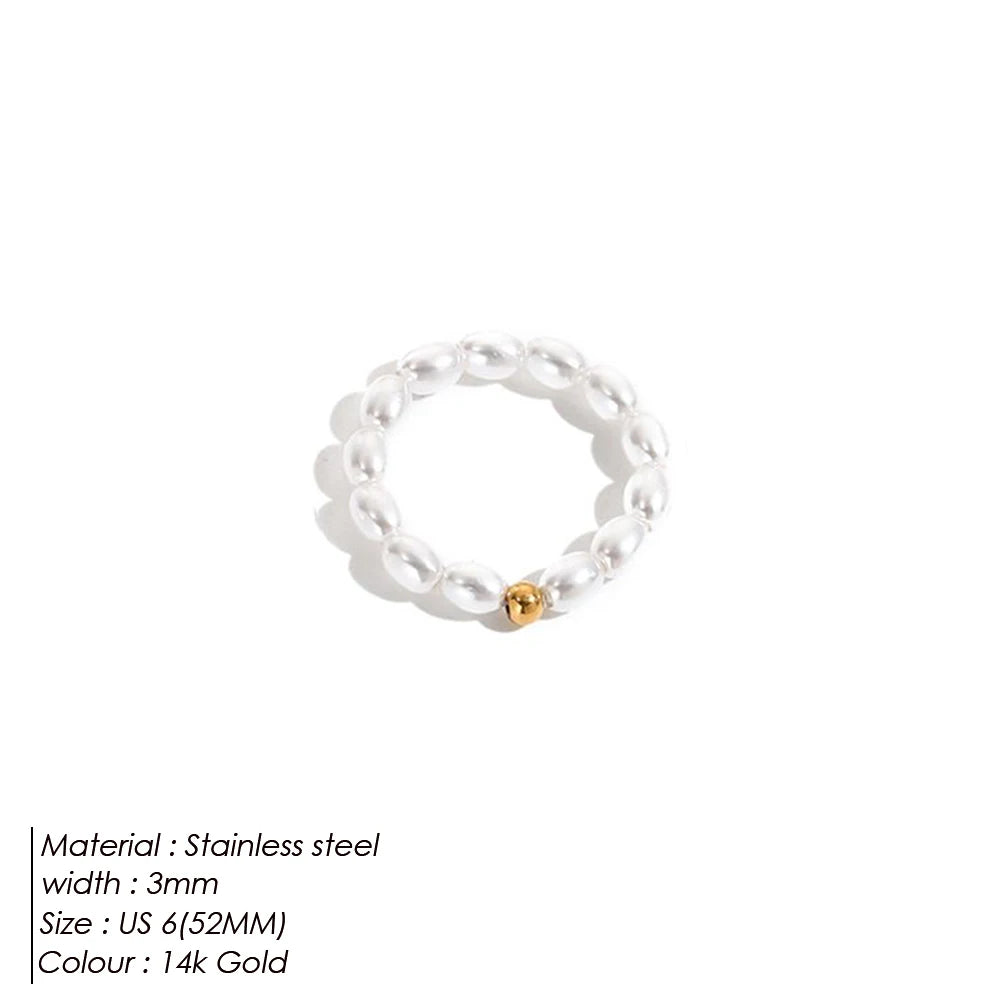 Imitation Pearl Minimalist Pearl Finger Ring White Round Pearl Ring