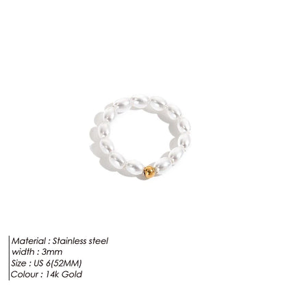 Imitation Pearl Minimalist Pearl Finger Ring White Round Pearl Ring