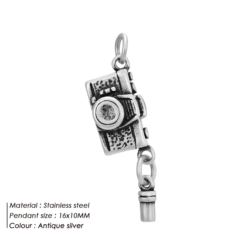 Modessie Fashion Boutique Jewelry Couple Silver Plated Small Pendant Simple Design Stainless Steel Accessories