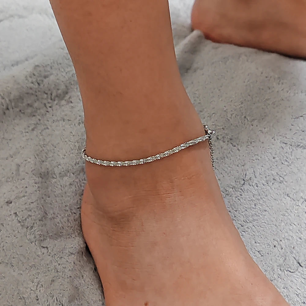 Modessie Silver Color  Anklet Bracelet On The Leg Fashion Female Barefoot For Women Leg Chain