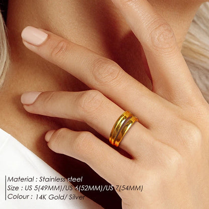 Modessie  Gold Color /Silver Color Geometric Multi-layer Line Ring for Women Elegant Jewelry