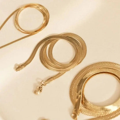 Modessie Hot Fashion Unisex Snake Chain Women Necklace Choker Stainless Steel Herringbone Gold Color Chain Necklace For Women Jewelry