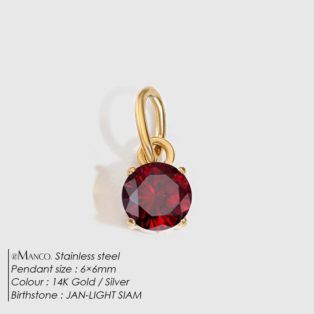 Modessie Stainless  Pendant Necklace Round Zircon Pendant Charms for Diy Necklace Bracelet Jewelry