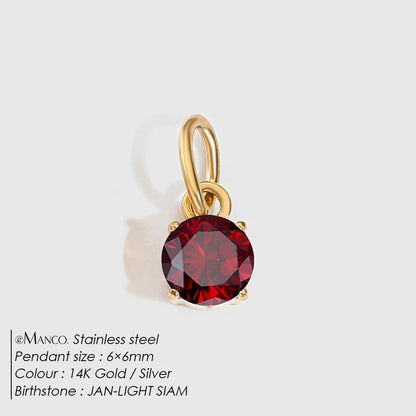 Modessie Stainless  Pendant Necklace Round Zircon Pendant Charms for Diy Necklace Bracelet Jewelry