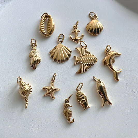 Modessie Fashion Marine Animals Charms Shell Fish Tail Hippocampus Japonicus Stainless Steel Pendants For Jewelry