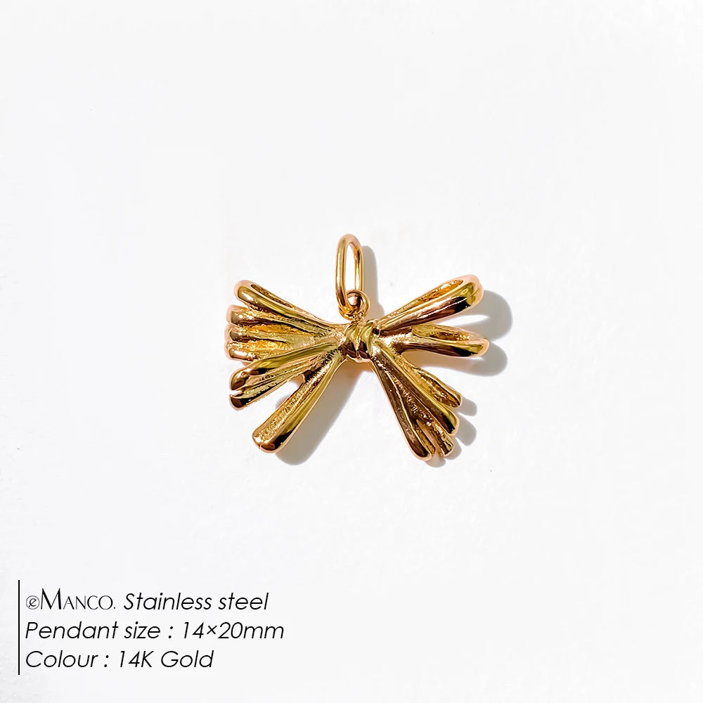 Modessie Stainless Steel Bow Charm Pendant for DIY Handmade Necklaces, Bracelets and Jewelry Making
