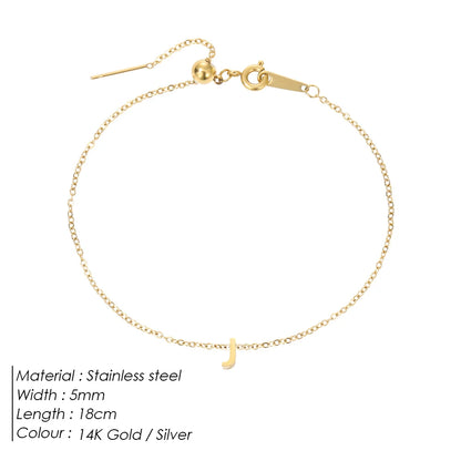 Modessie Personalized Alphabet Bracelet Stainless Steel Jewelry Simple Gold-Plated Accessories Girls Anniversary Gift