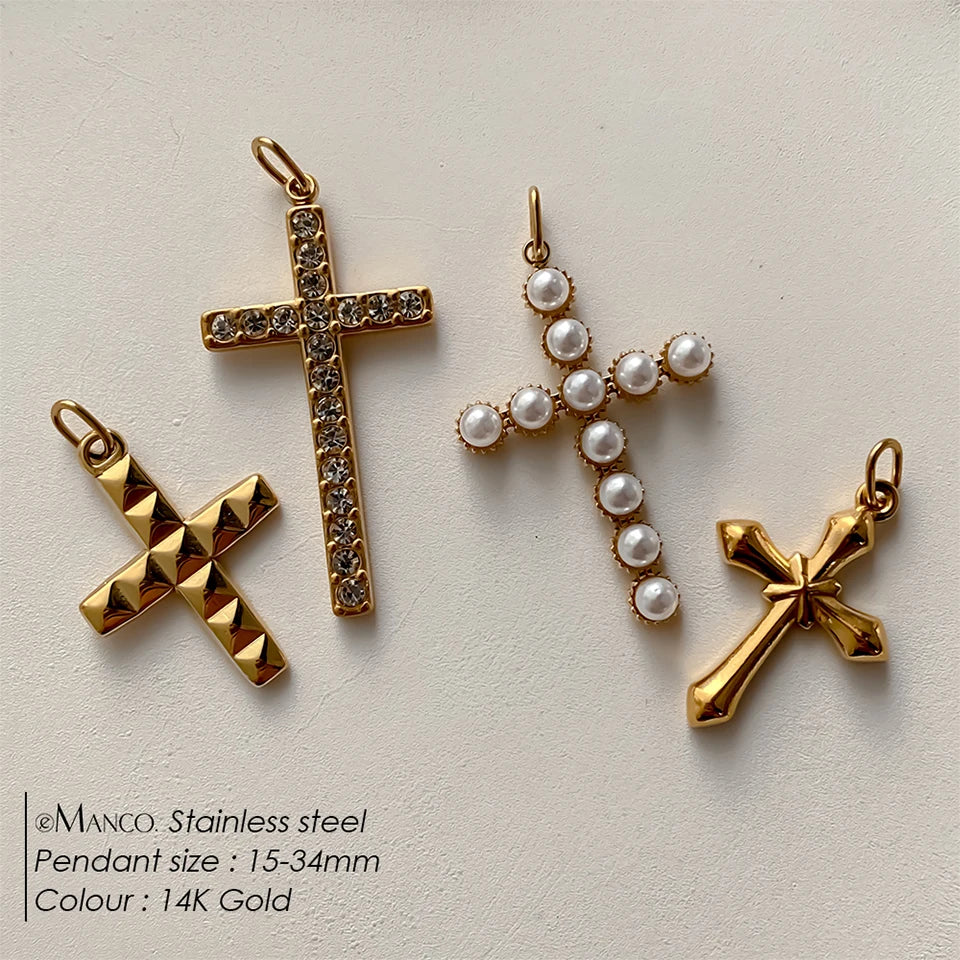 Modessie Stainless Steel Cross Charm Pendants For Bracelet Necklace Jewelry Accessories Diy Jewelry Making