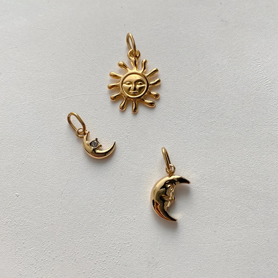 Modessie Star Sun Pendant Charms for Earrings Necklace Making Supplies Stainless Steel Gold-Plated  Diy