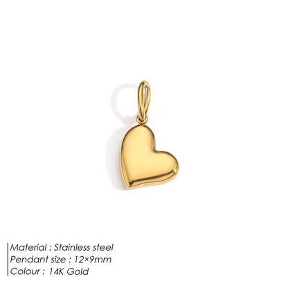 Modessie New Fashion Three-dimensional Tassel Heart Charm Pendant Stainless Steel Gold-Plated Necklace Homemade Accessories