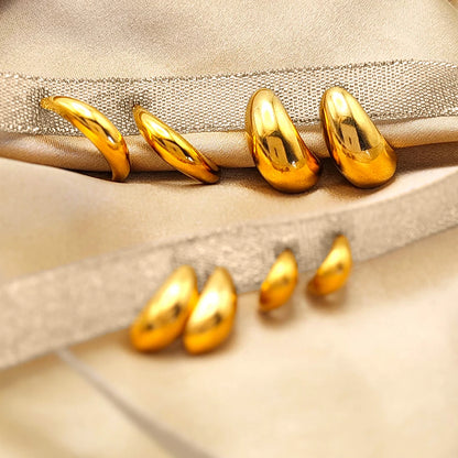 Modessie Steel color Gold color Simple Women Chunky Hoops Earrings Gift Fashion Jewelry Stainless  Round Smooth Thick Hoop