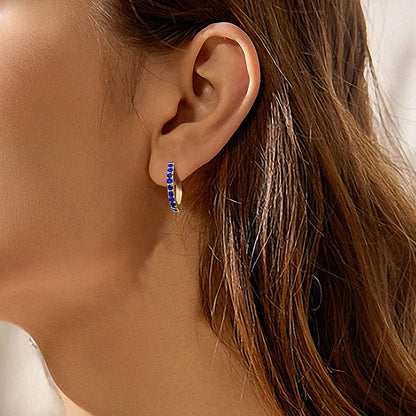 Modessie Stainless Steel Birthstone Earrings Minimalist Huggie Hoop Earrings For Women Tiny Round Circle Unisex