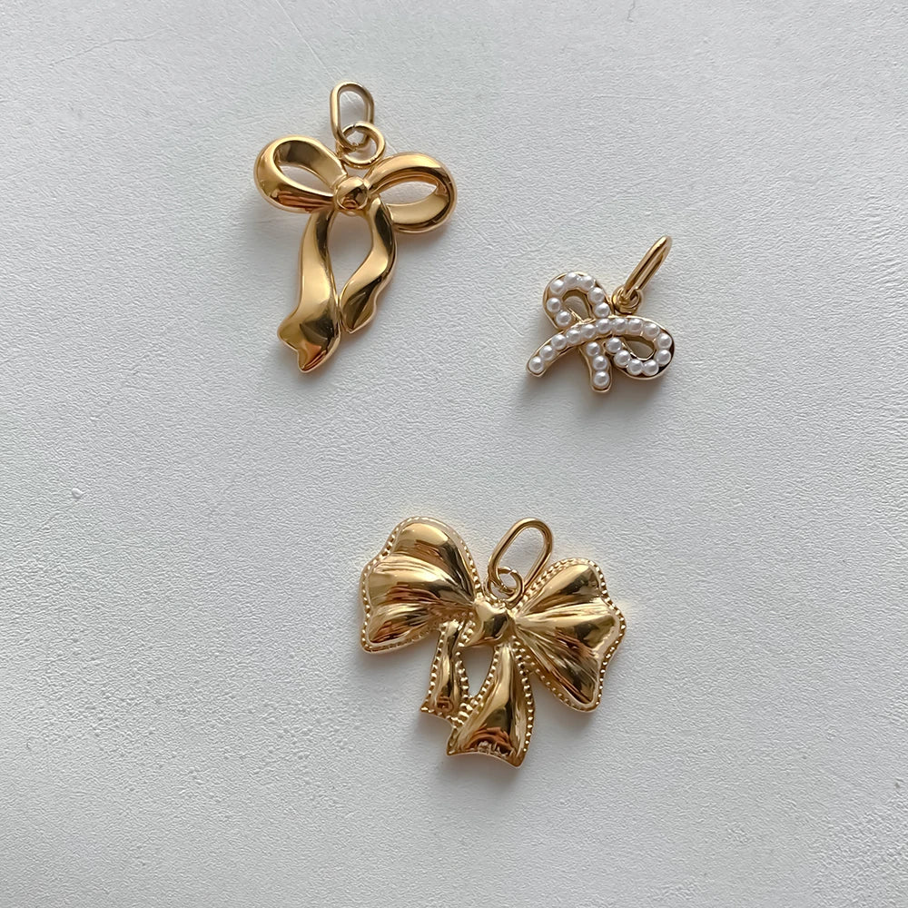 Modessie Stainless Steel Bow Charm Pendant for DIY Handmade Necklaces, Bracelets and Jewelry Making