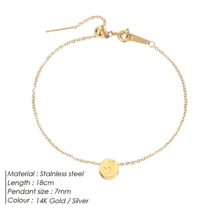 Modessie Stainless Steel Chain Bracelet – Gold or Silver Plated with Round Charm – 20 Design Options