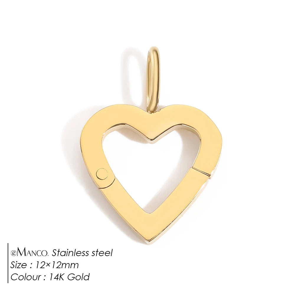 Modessie Stainless Steel Round Zirconia Heart Shape Mirror Polished Clasp for DIY Necklaces Bracelet Making