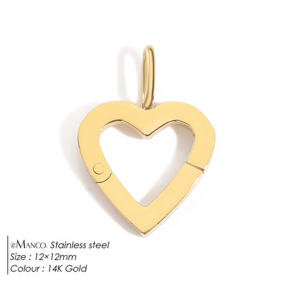 Modessie Stainless Steel Round Zirconia Heart Shape Mirror Polished Clasp for DIY Necklaces Bracelet Making