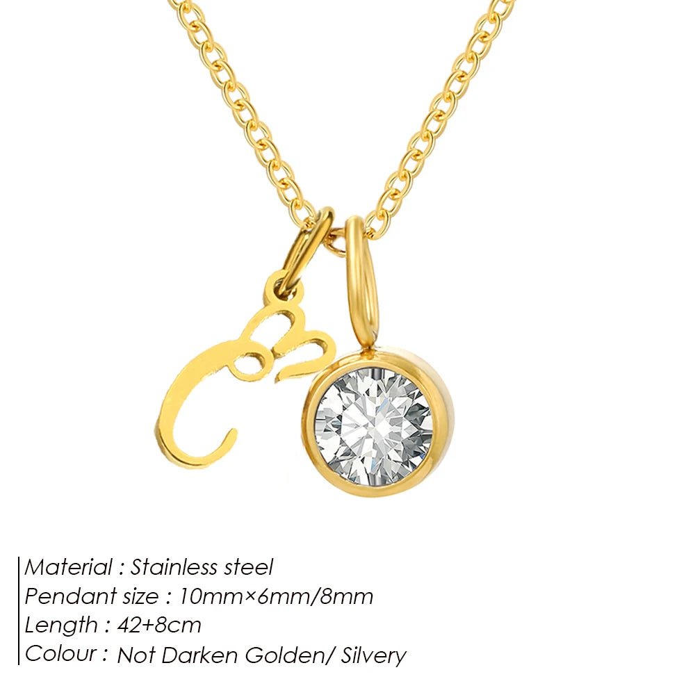Modessie Light Luxury  Necklace Artistic Initials A-Z Pendant Ladies Minimalist Jewelry Gifts Stainless Steel Jewelry