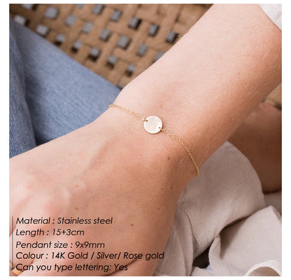 Modessie Stainless Steel Bracelets for Women Adjustable Chain Charm Bracelets Women Minimalist Round Bracelet Jewellery