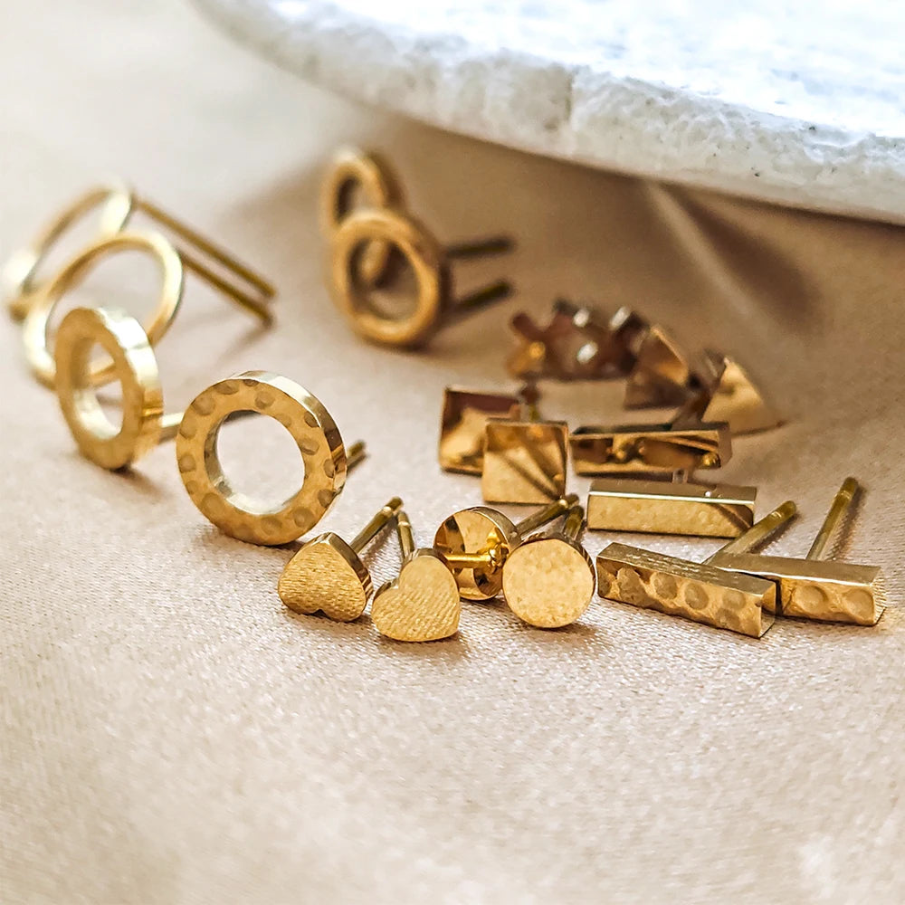 Modessie Girls Stainless Steel Stud Earrings for Women Office Small Round Earring Studs Minimalist Jewelry