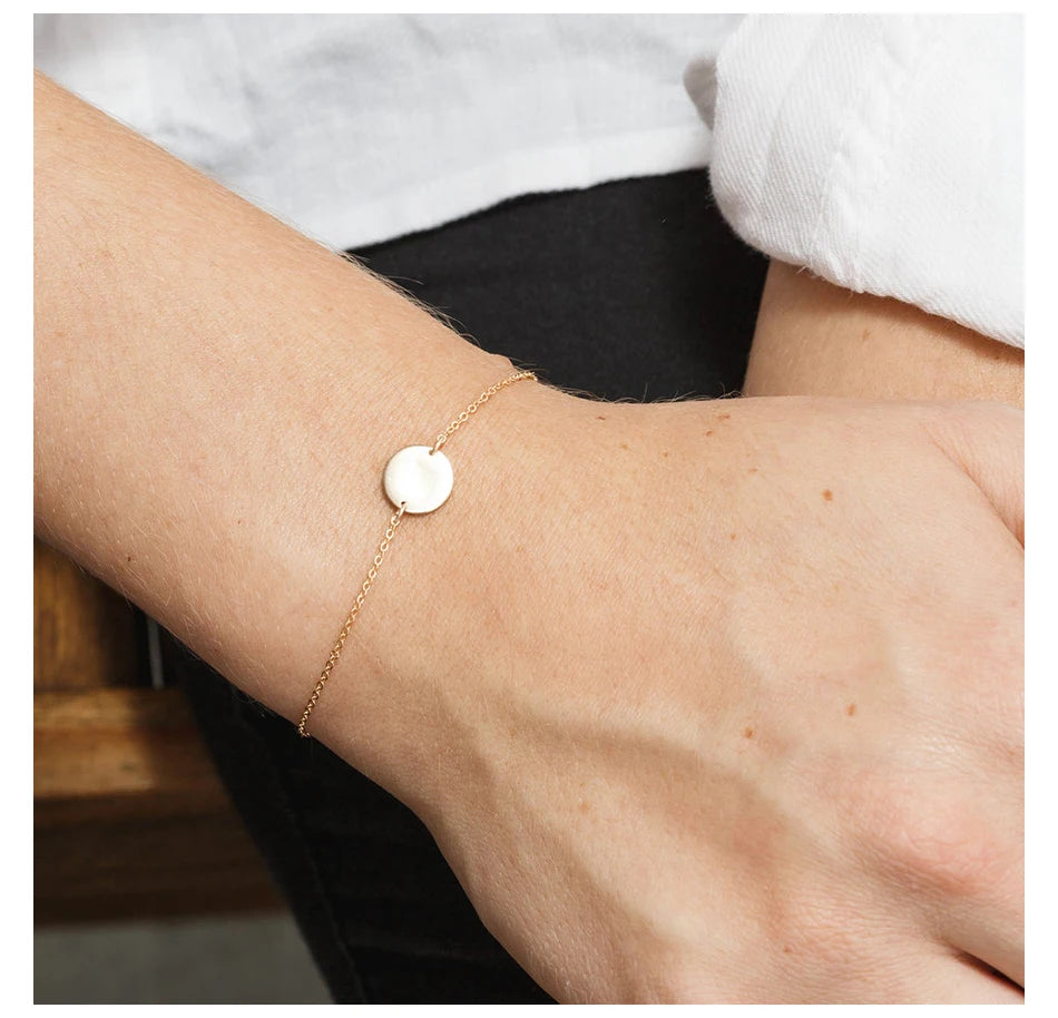 Modessie Stainless Steel Bracelets for Women Adjustable Chain Charm Bracelets Women Minimalist Round Bracelet Jewellery