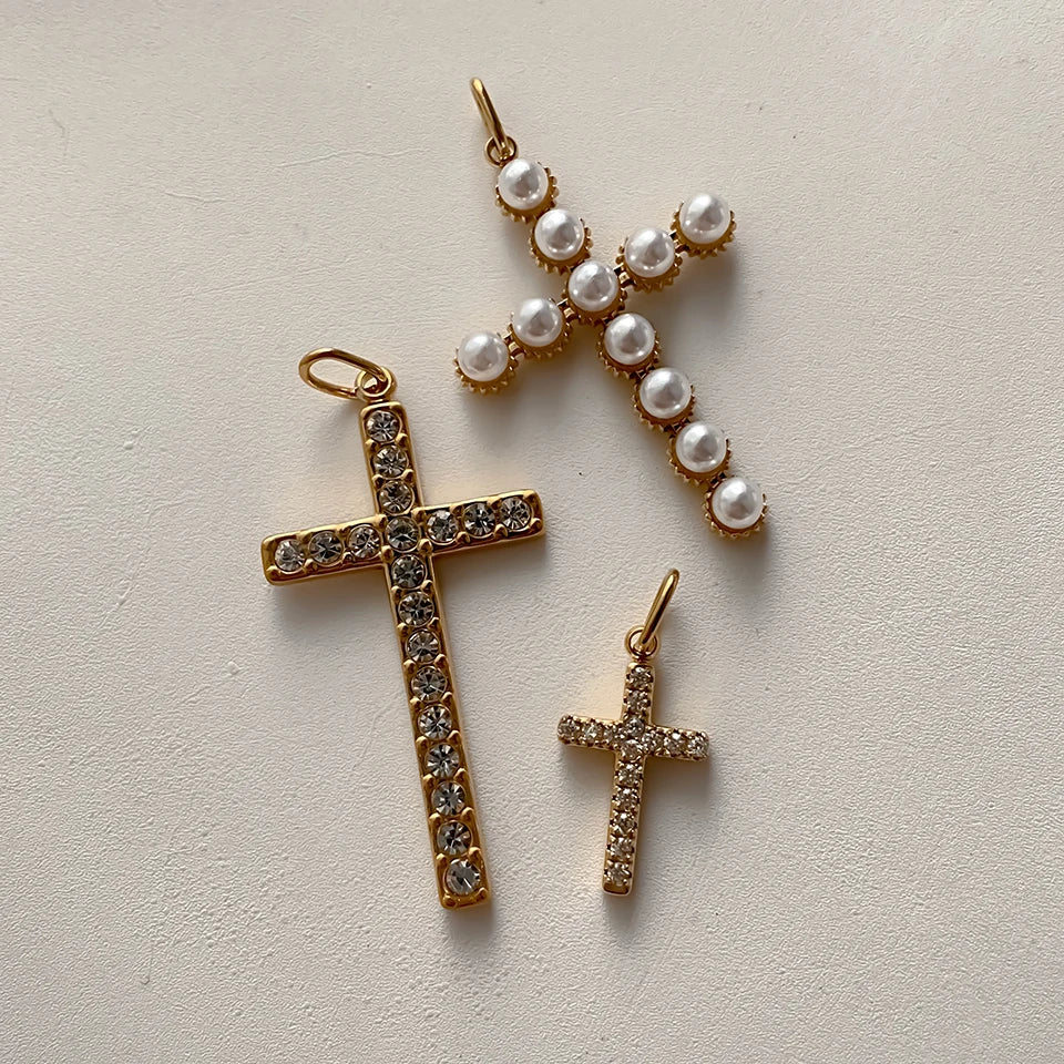 Modessie Stainless Steel Cross Charm Pendants For Bracelet Necklace Jewelry Accessories Diy Jewelry Making