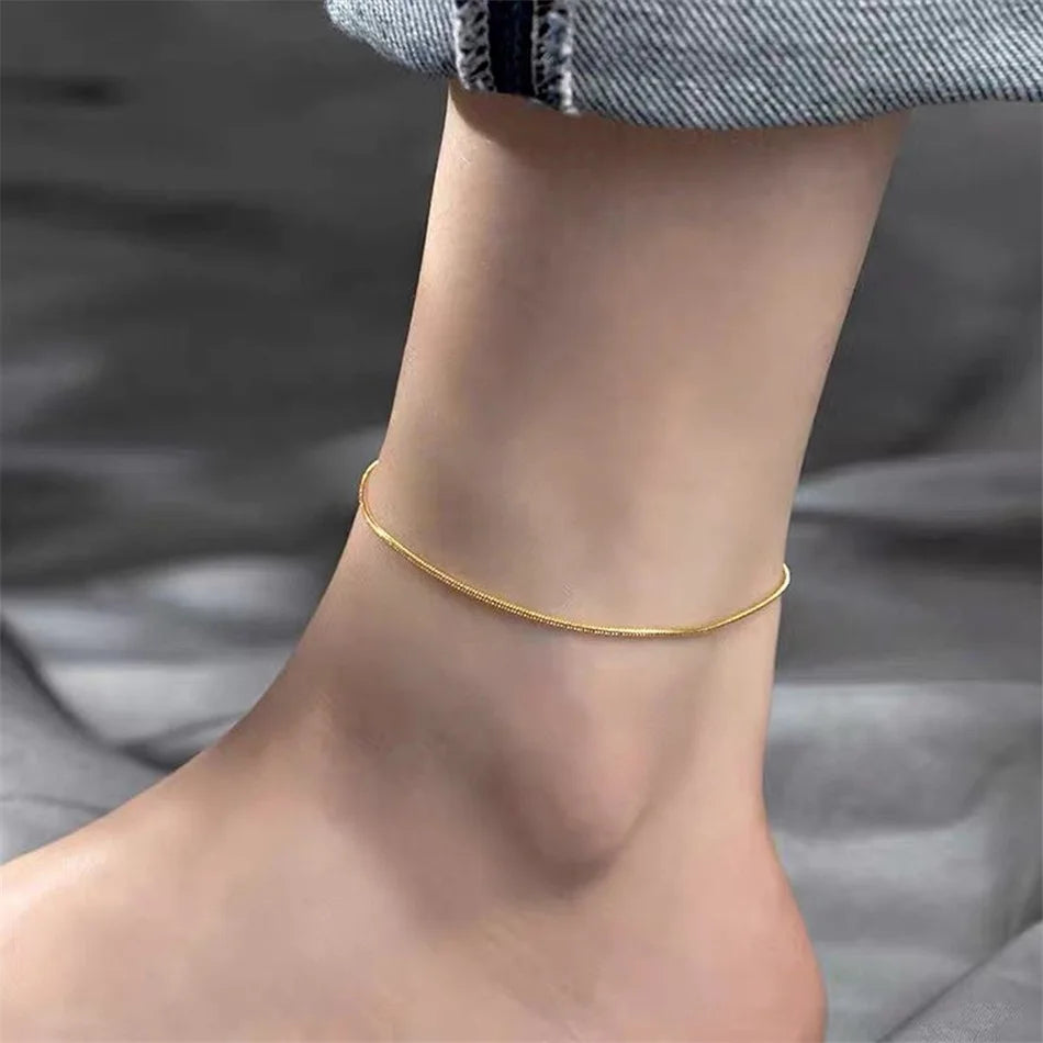 Modessie Snake Chain Anklet Stainless Steel  Adjustable Chain Ankle Gifts for Women Girls Jewelry Accessories