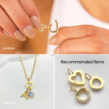 Modessie Stainless Steel Round Zirconia Heart Shape Mirror Polished Clasp for DIY Necklaces Bracelet Making