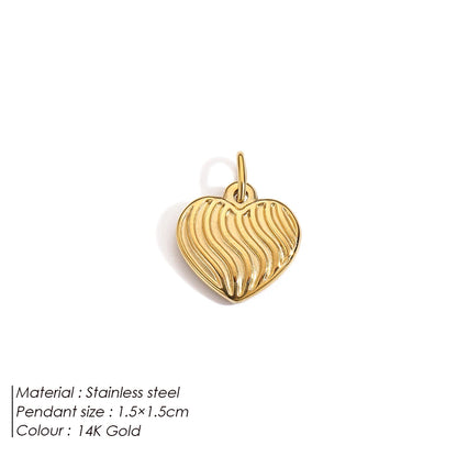 Modessie New Fashion Three-dimensional Tassel Heart Charm Pendant Stainless Steel Gold-Plated Necklace Homemade Accessories