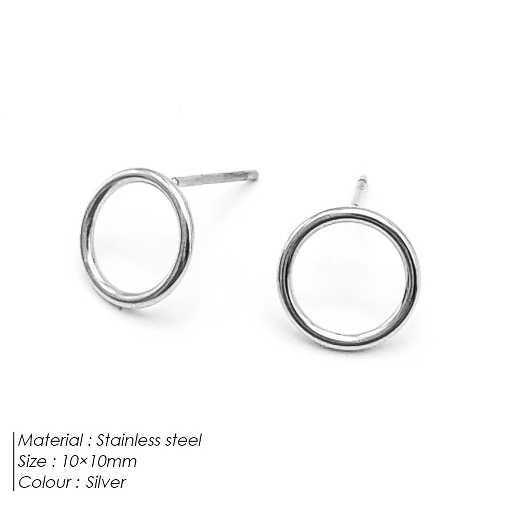 Modessie Girls Stainless Steel Stud Earrings for Women Office Small Round Earring Studs Minimalist Jewelry