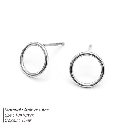 Modessie Girls Stainless Steel Stud Earrings for Women Office Small Round Earring Studs Minimalist Jewelry