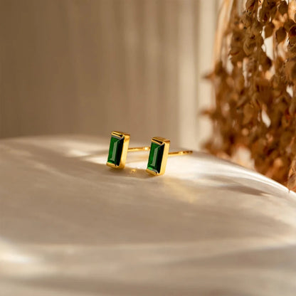 Modessie Stainless Steel Gold-Plated Colorful Birthstone Earrings High-end Rhinestone Jewelry