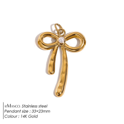 Modessie Stainless Steel Bow Charm Pendant for DIY Handmade Necklaces, Bracelets and Jewelry Making