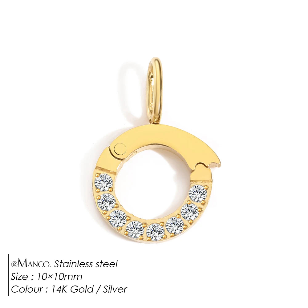 Modessie Stainless Steel Round Zirconia Heart Shape Mirror Polished Clasp for DIY Necklaces Bracelet Making