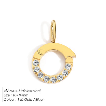 Modessie Stainless Steel Round Zirconia Heart Shape Mirror Polished Clasp for DIY Necklaces Bracelet Making