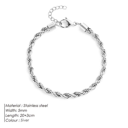 Modessie Rope Link Anklets Stainless Steel for Women Foot Accessorie Summer Beach Barefoot Sandals Bracelet Ankle Gifts