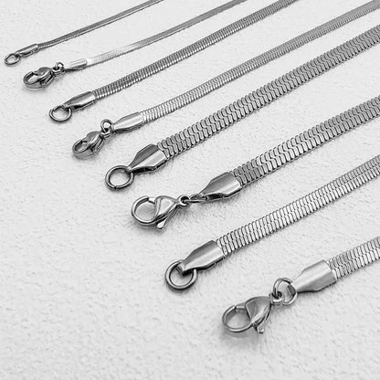 Modessie Unisex Snake Chain Necklace Silver Color Choker Stainless Steel Herringbone Chain Necklace For Women