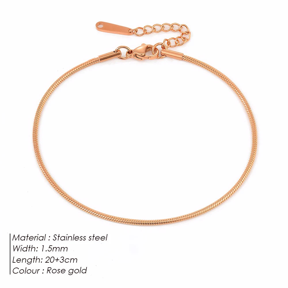 Modessie Snake Chain Anklet Stainless Steel  Adjustable Chain Ankle Gifts for Women Girls Jewelry Accessories