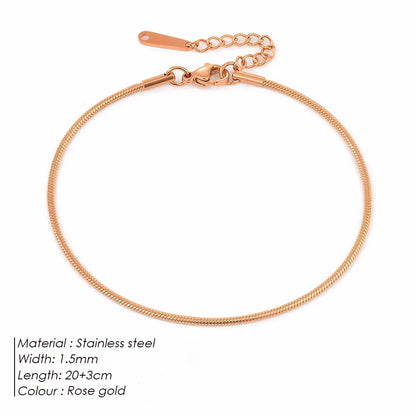 Modessie Snake Chain Anklet Stainless Steel  Adjustable Chain Ankle Gifts for Women Girls Jewelry Accessories